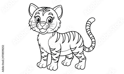 Tigger Cat, kids line art doodle pattern design t shirt design silhouette and vector, detailed illustration, perfect for relaxation, stress relief, adult coloring books, printable art therapy.
