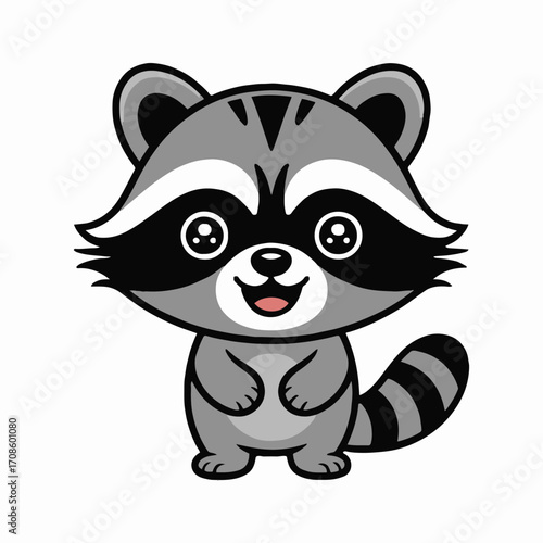 Vector art of cute raccoon adorable cartoon raccoon character funny and happy animal vector illustration of a raccoon for kids, baby, and children