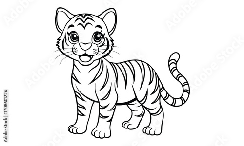 Tigger Cat, kids line art doodle pattern design t shirt design silhouette and vector, detailed illustration, perfect for relaxation, stress relief, adult coloring books, printable art therapy.