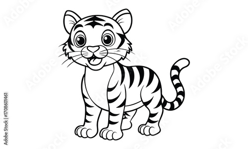 Tigger Cat, kids line art doodle pattern design t shirt design silhouette and vector, detailed illustration, perfect for relaxation, stress relief, adult coloring books, printable art therapy.
