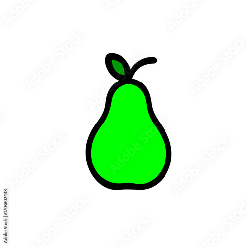 Green Pear Flat Vector Icon. Simple green pear vector icon with outline style, great for diet, organic design, and fresh food projects.