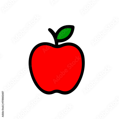 Wallpaper Mural Red Apple Vector Icon Illustration. Simple red apple vector icon with bold outline, perfect for healthy food projects, organic product design, and nutrition concepts. Torontodigital.ca