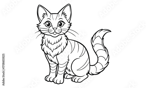 Nimbus Cat, kids line art doodle pattern design t shirt design silhouette and vector, detailed illustration, perfect for relaxation, stress relief, adult coloring books, printable art therapy.