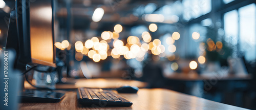 Detailaufnahme eines Desktops im Büro mit professioneller Ausstattung – modernes Design