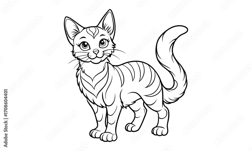 Obraz premium Nimbus Cat, kids line art doodle pattern design t shirt design silhouette and vector, detailed illustration, perfect for relaxation, stress relief, adult coloring books, printable art therapy.