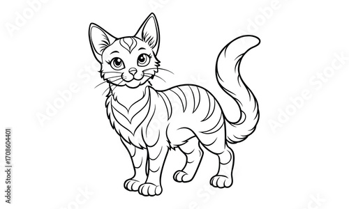 Nimbus Cat, kids line art doodle pattern design t shirt design silhouette and vector, detailed illustration, perfect for relaxation, stress relief, adult coloring books, printable art therapy.