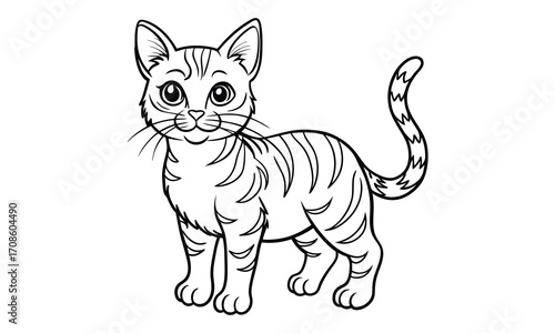 Nimbus Cat, kids line art doodle pattern design t shirt design silhouette and vector, detailed illustration, perfect for relaxation, stress relief, adult coloring books, printable art therapy.