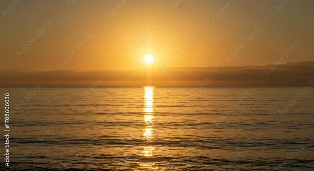 Obraz premium Golden sunrise over calm ocean
