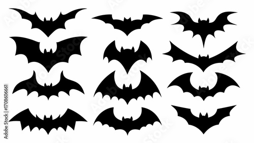 Spooky bats silhouettes for Halloween designs and scary themes, add a touch of darkness to your projects