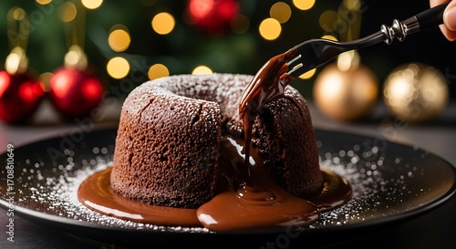 Molten Chocolate Cake Breaking Open