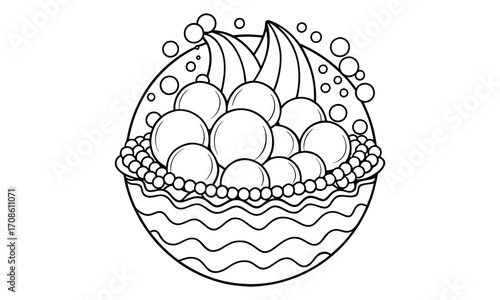 Pearlsea, kids line art doodle pattern design t shirt silhouette and vector, intricate line art design, relaxing printable, high-quality illustration for stress relief, art therapy activity.