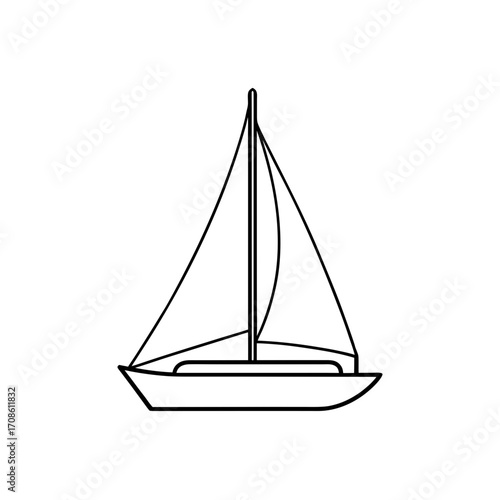 Simple outline drawing of boat on transparent background
