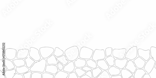 Organic irregular stone wall pattern outline for background design and texture