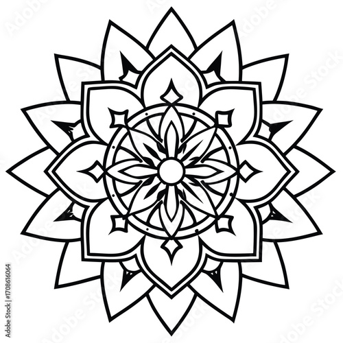 Intricate traditional indian inspired mandala design with vibrant colors and geometric patterns perfect for cultural banners and advertisements