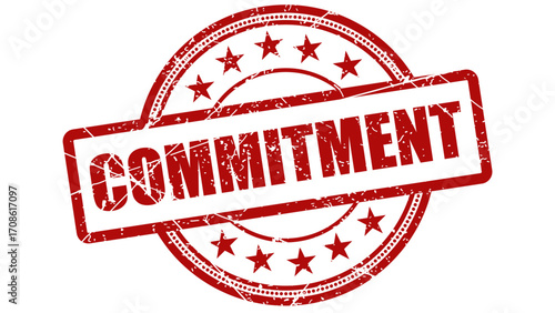 Commitment red stamp with grunge texture