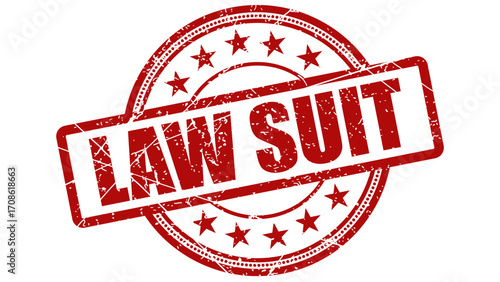 Law suit red stamp with grunge texture