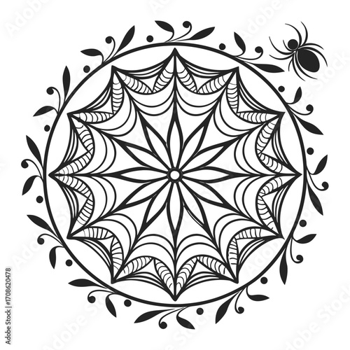 Elegant lace like mandala design for wedding cards and invitations with intricate floral patterns