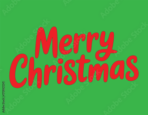 Red Merry Christmas lettering on green background