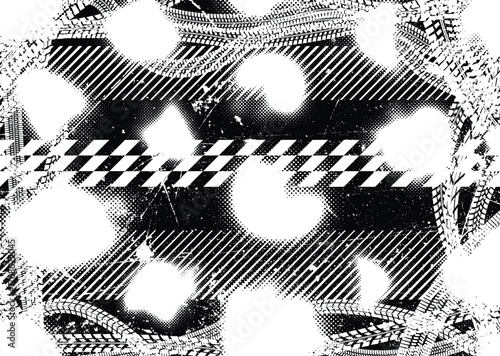 Vector Print Textured Tire Track border frame. Design Element . Car tread silhouette . Mud splash grunge texture. Drift show