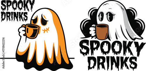 Spooky Drinks typography, Halloween concept typography T shirt design.