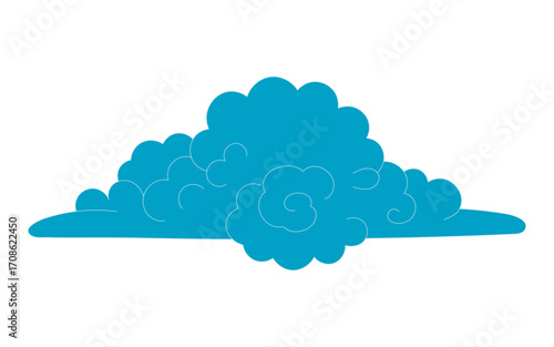 Traditional Asian cloud, cumulus cloud, line drawing, blue, isolated on transparent. Hand drawn vector illustration. Buddhist thangka art. Chinese, Japanese, Korean design element, clip art