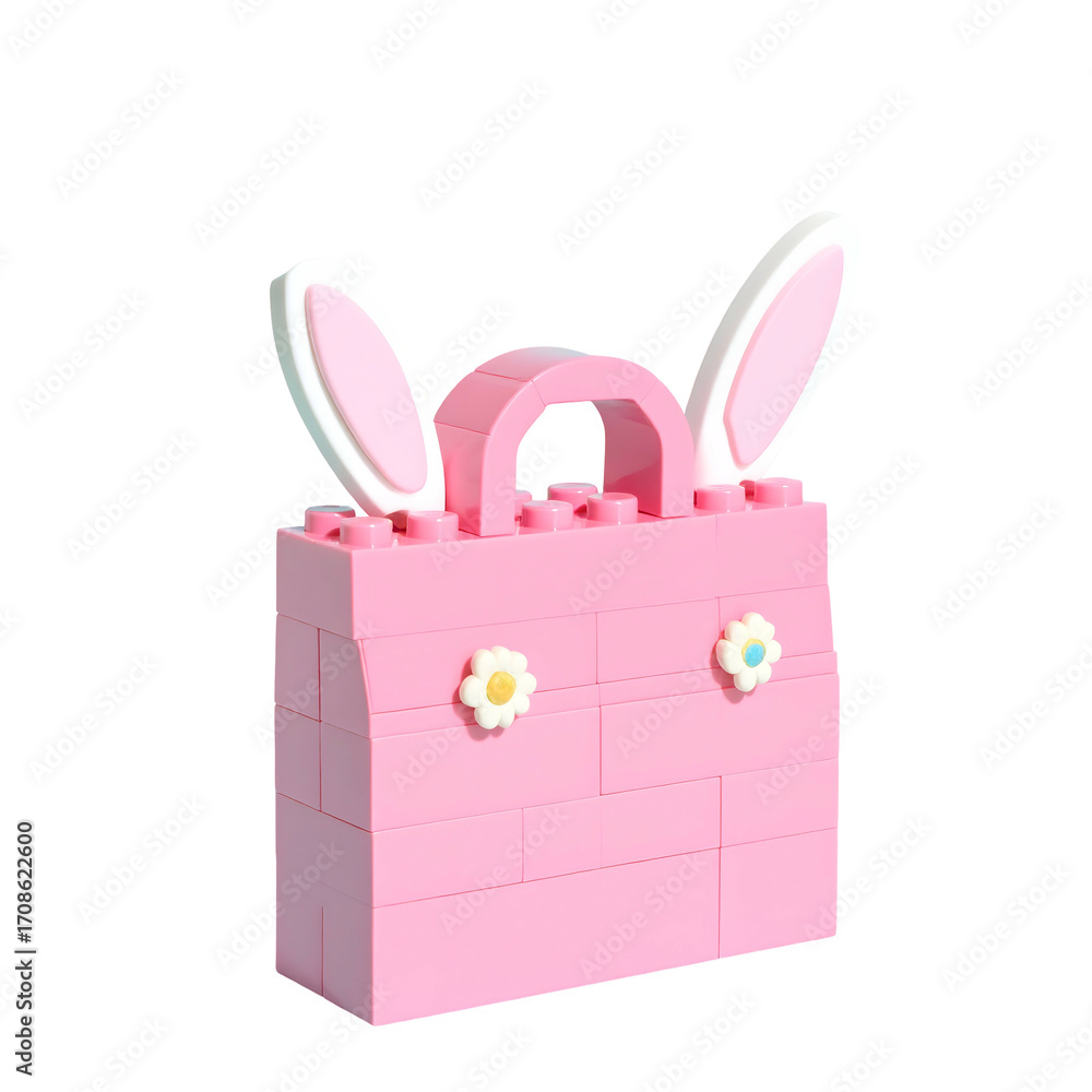 Naklejka premium Pink easter bunny bag