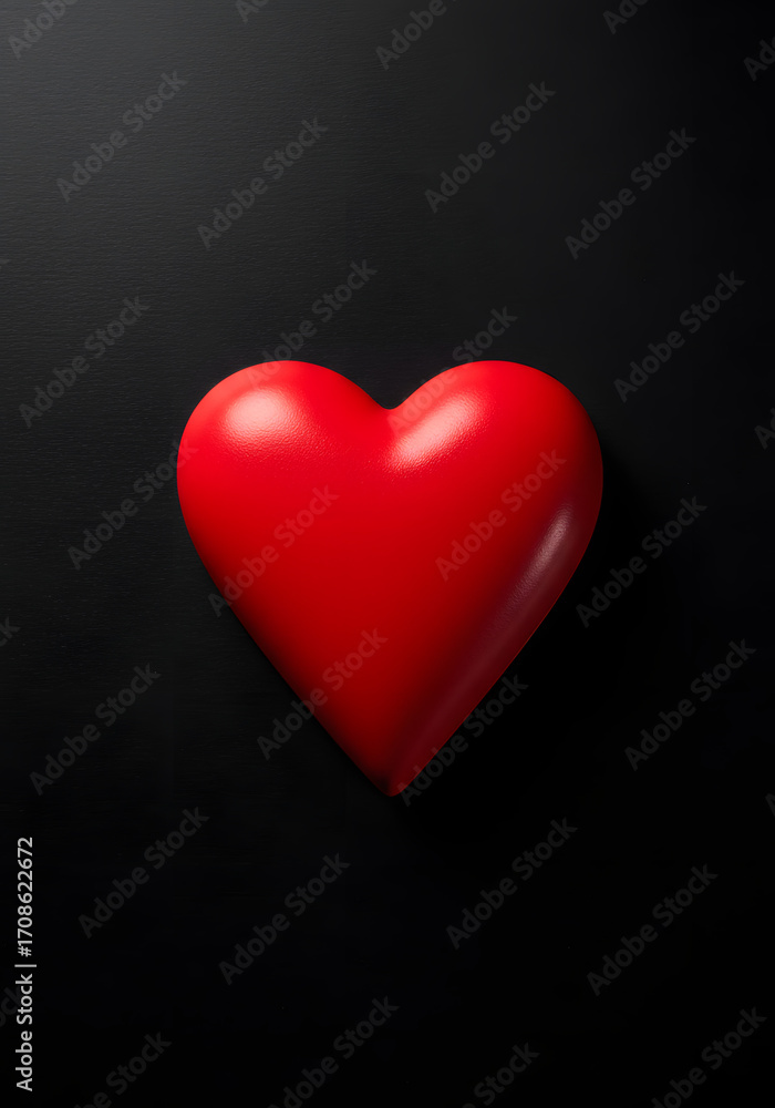 Fototapeta premium Scarlet heart symbol on ebony background suggesting intense affection and romantic sentiment expression passion and