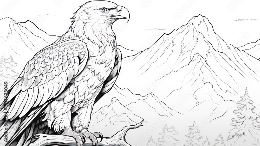 Fototapeta premium Eagle perched on mountain