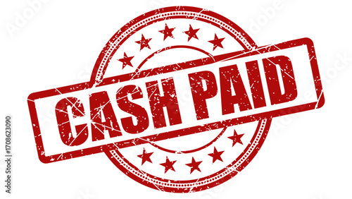 Cash paid red stamp with grunge texture