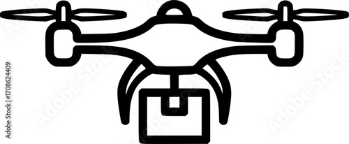 Food delivery drone outline icon vector
