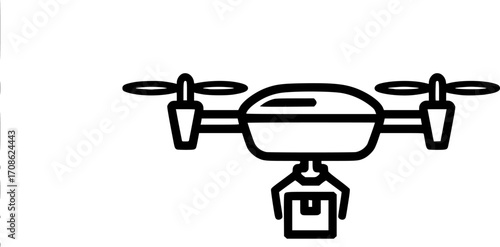 Food delivery drone outline icon vector
