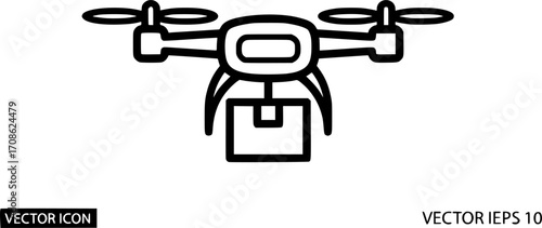 Food delivery drone outline icon vector
