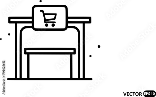 Virtual marketplace kiosk outline icon vector
