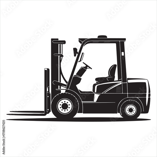 Yellow hydraulic forklift trucks lift cargo on pallets inside a warehouse