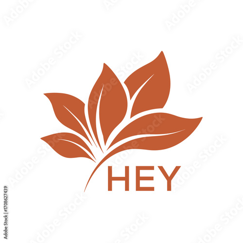 Modern Abstract Botanical Logo with Leaf Motif and Letter mark "HEY" HEY Later Logo, 
