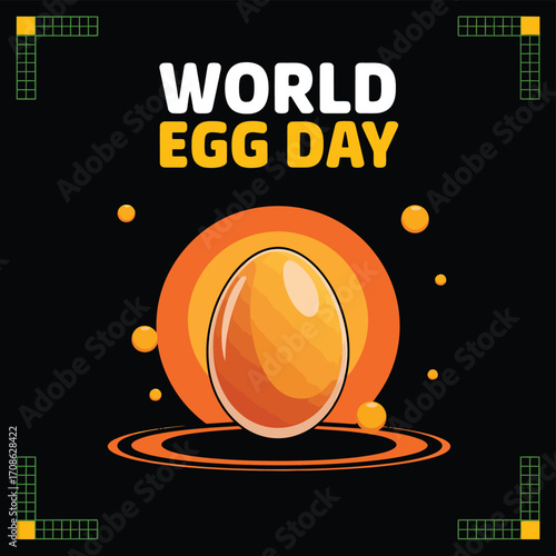 Vector art of world egg day abstract graphic with an egg and glowing orange elements