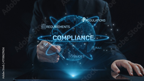 Billede på lærred Compliance ensures alignment with standards, laws, and policies