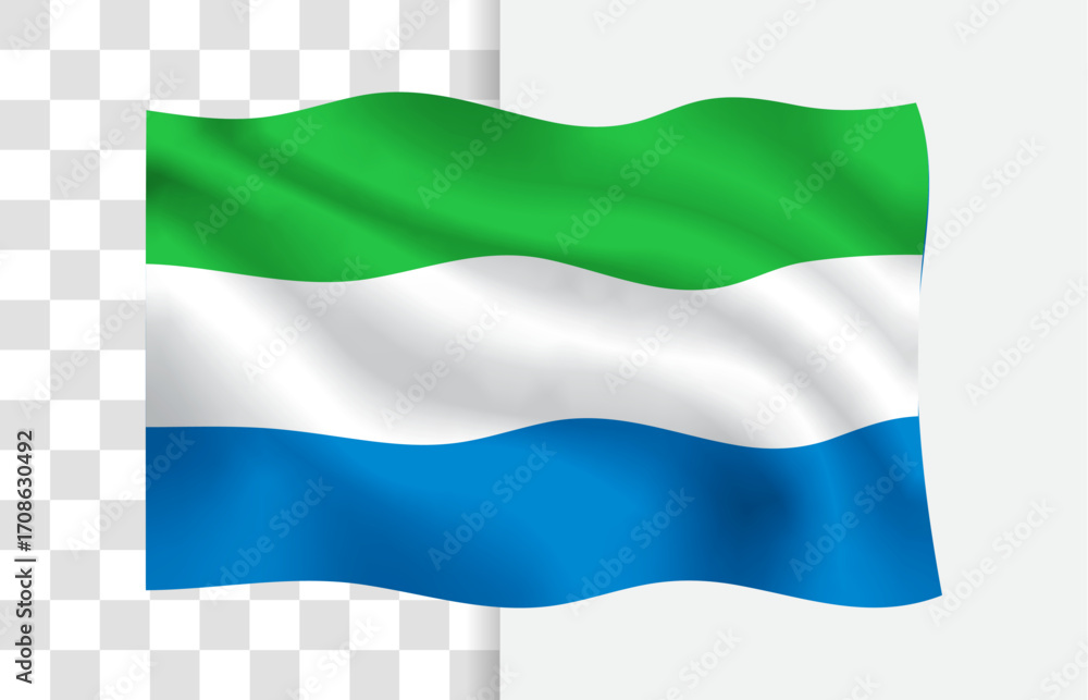Fototapeta premium Sierra Leone Flag Waving on a White Background Vector