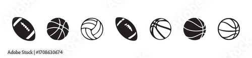 Sport ball icon set, tennis, rugby, football, volleyball, basketball, baseball, bowling ball icon set, football icon , different American ball icon set. Rugby ball , vector illustration EPS 10.
