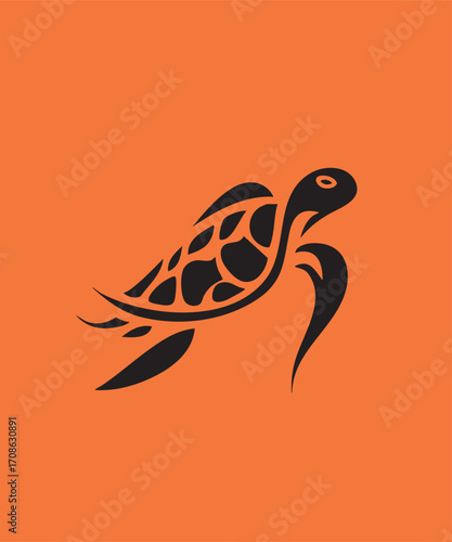 Sea Turtle Tribal Tattoo Vector Illustration
