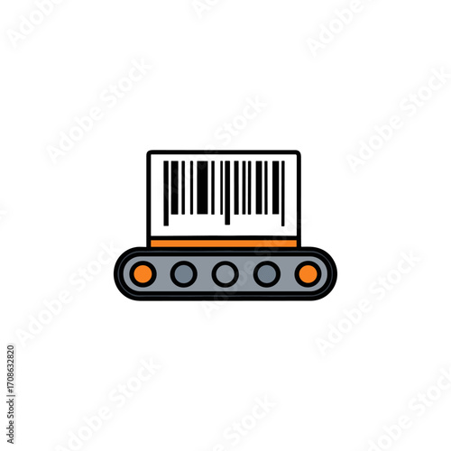 Qr code scanner machine icon logo flat vector design