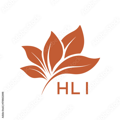 Abstract Floral Logo for Natural Products, HLI Later Logo, Elegant Plant Emblem with Typography
