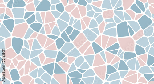 Abstract mosaic pattern with pink and blue irregular shapes editable stock