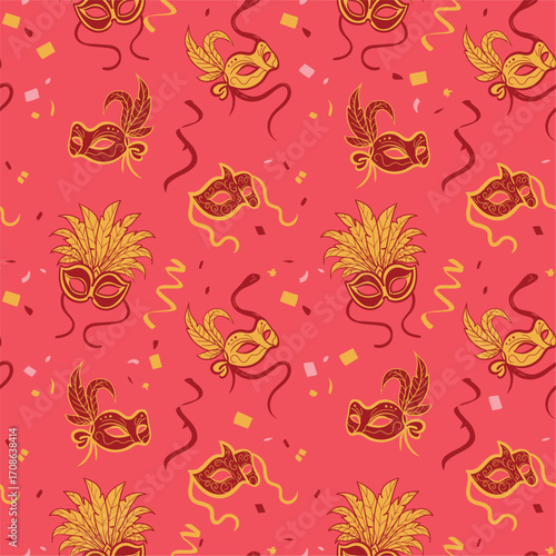 Masquerade ball party vector illustration seamless pattern
