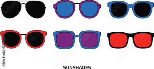 Colorful collection of assorted sunglasses displayed for summer fun