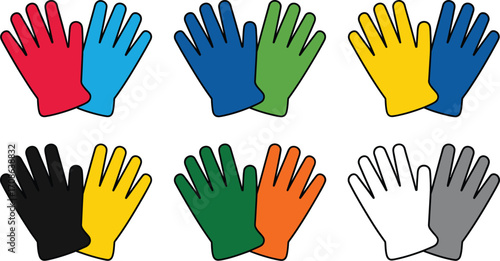 Vibrant collection of colorful gloves arranged in pairs, showcasing a spectrum of hues for diverse uses.