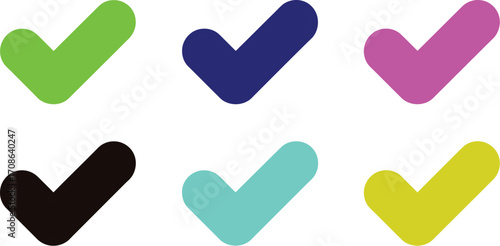 Collection of colorful checkmarks symbolizing success and completion