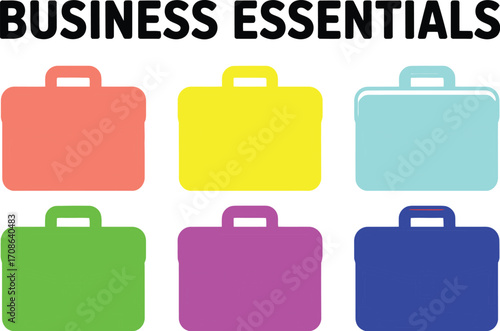 Colorful collection of briefcases representing diverse business options