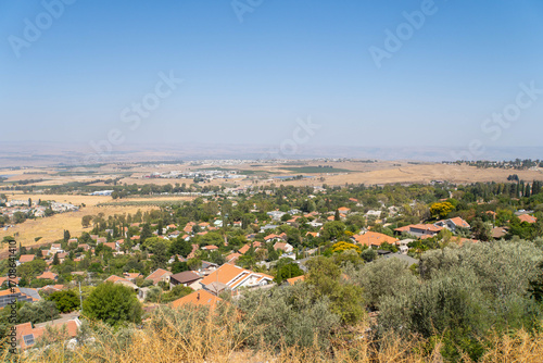 View over Rosh Pinna residential area, Upper Galilee, northern Israel, in summer