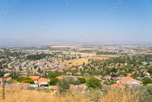View over Rosh Pinna residential area, Upper Galilee, northern Israel, in summer